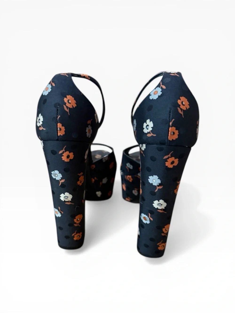 Saint Laurent Jodie 125 Floral Platform Heels Sandals in Black Silk EU 40 US 10 - Picture 3 of 16